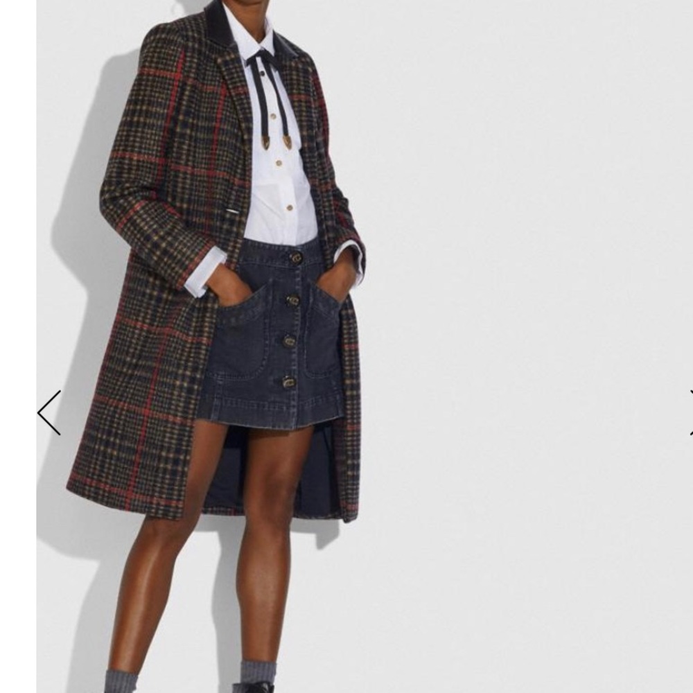 NWT plaid & leather detail coat